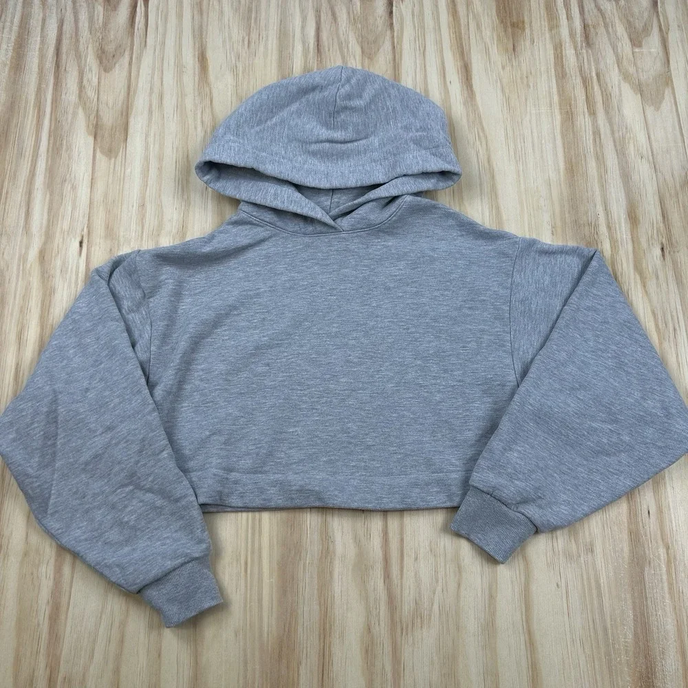 Alo Yoga Oversized Long Sleeve Cropped Hoodie Gray Size S Bae Hoodie